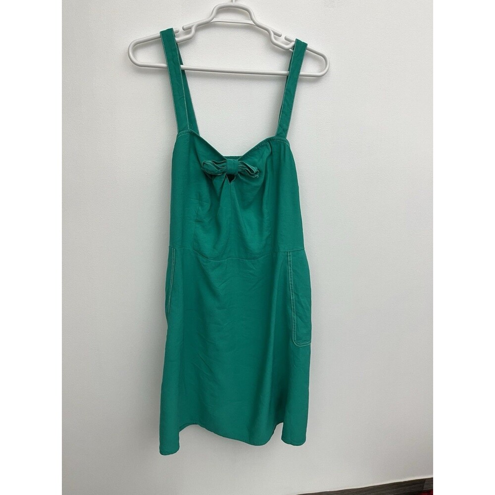 A New Day Women's Tie-Front Emerald Green Sleeveless With Pockets Dress 3XL